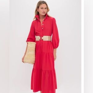 Tuckernuck Red Tiered Button-Front Maxi Dress